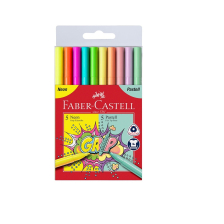 Μαρκαδόροι Faber-Castell Grip σε 5 neon χρώματα και 5 παστέλ χρώματα.