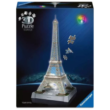 Παζλ 3D Ravensburger Iconics Πύργος του Άιφελ, με φώτα, 216 τεμαχίων.