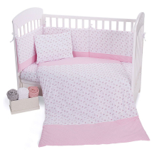 Σετ Κούνιας βαμβάκι Kikka Boo 5 τεμ. Pink Flowers 60х120 με Πάντα Κούνιας