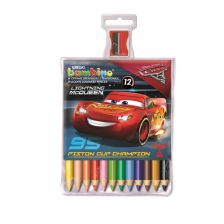 Ξυλομπογιές σχεδίασης St. Majewski Disney Cars με ξύστρα, 12 χρωμάτων.
