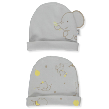 Βρεφικό σκουφάκι Bebetto Little Elephant, Γκρι, 2 τεμαχίων, 0-6 μηνών, C1146.