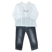 Βρεφικό σετ Bebetto Boutique τζιν και μπλούζα, 2 τεμαχίων, 3-36 μηνών, K3687.