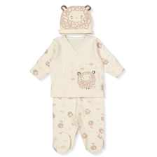 Βρεφικό σετ Bebetto Organic little lamb, Εκρού, 3 τεμαχίων, 0-3 μηνών, Z1026.