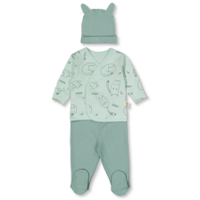 Βρεφικό σετ Bebetto Sleepy Cat, Πράσινο, 3 τεμαχίων, 0-3 μηνών, Z993.