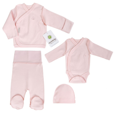 Βρεφικό σετ για νεογέννητο Ciccim Baby Ροζ, 4 τεμαχίων, 0-1 μηνών, U4948.