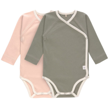 Βρεφικό κορμάκι Lassig Cozy Colors, Powder Pink Olive, κοντομάνικο, 2 τεμαχίων, 0-24 μηνών.