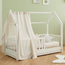 Βρεφικό κρεβάτι Italbaby Nanan Montessori, με προστατευτικό, Λευκό.