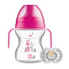 Κύπελλο με Καπάκι & Λαβές MAM Learn to Drink Cup 190ml ροζ