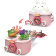 Παιδική κουζίνα σε τσάντα Raya Toys Bunny, με τρεχούμενο νερό, 20 τεμαχίων.