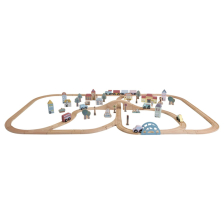Παιδικό ξύλινο τρενάκι με ράγες Little Dutch Train Set XL, LD4487.