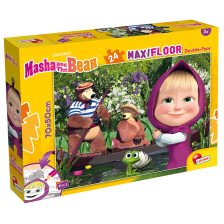 Παιδικό παζλ Lisciani Masha and the bear Maxi Floor, δύο όψεων για χρωματισμό, 24 τεμαχίων.
