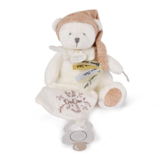 Λούτρινο Αρκουδάκι αγκαλιάς Doudou + μαντηλάκι και κλιπ πιπίλας 20 εκατοστών, DC4335.