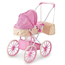 Καρότσι για κούκλες Raya Toys με τσάντα και χώρο αποσκευών.