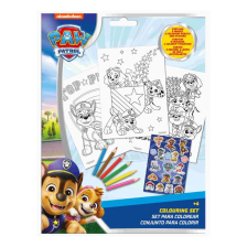 Σετ για χρωματισμό Kids Licensing Paw Patrol, με αυτοκόλλητα και 6 τεμάχια ξυλομπογιές.