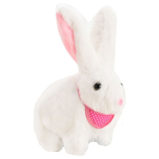 Μουσικό λούτρινο παιχνίδι Raya Toys Λαγουδάκι που περπατάει με φωτιζόμενα αυτάκια.