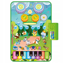 Μουσικό βρεφικό χαλάκι παιχνιδιού Raya Toys Jazz 3 σε 1, Πιάνο με ζώα και τύμπανα.