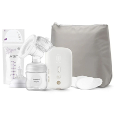 Μονό ηλεκτρικό θήλαστρο Natural Motion Premium Philips AVENT SCF396/31 με 1 τεμάχιο φιάλη πολυπροπυλενίου 125 ml, με θηλή Natural Response 0 μηνών+, Σετ ταξιδιού, 5 τεμαχίων σακουλάκια μητρικού γάλακτος και 4 τεμάχια υλικό παραγεμίσματος.