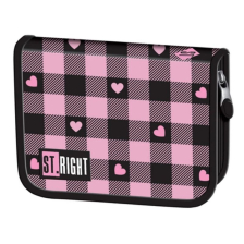 Κασετίνα σχολική St. Majewski St. Right Pink Checkered, ενιαία, κενή.