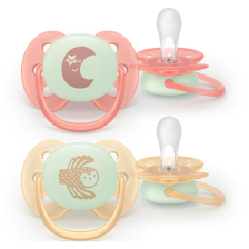 Ορθοδοντικές πιπίλες Philips Avent Ultra Soft Night, σε κουτί, 0-36 μηνών, 2 τεμαχίων.