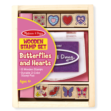 Σφραγίδες ξύλινες Melissa and Doug Καρδιές και πεταλούδες 12415