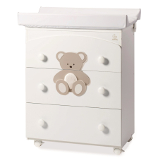 Συρταριέρα Βρεφική Italbaby PELUCHE 3τεμ. με μπανιέρα και αλλαξιέρα Λευκή + διακόσμηση DOVE GREY