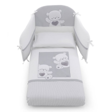 Σετ Κούνιας Italbaby JOLIE Pony 4τεμ. 70х130 White / Grey με Πάντα Κούνιας, με κέντημα