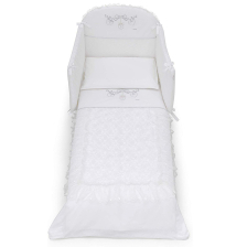 Σετ Κούνιας Italbaby MAGNIFIQUE ROMANTIC Pony 4τεμ. 70х130 Λευκό με Πάντα Κούνιας, με κέντημα