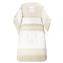 Σετ βρεφικής κρεβατοκάμαρας Italbaby PELuche DOVE GRAY Pony 4 τεμάχια. 70x130 εκατοστά. με Πάντα, με κέντημα.