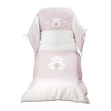 Σετ Κούνιας Italbaby PELUCHE Pony 4τεμ. 70х130 White/Pink με Πάντα Κούνιας, με κέντημα