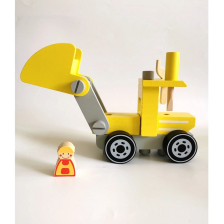 Παιχνίδι μηχανών κατασκευής Raya Toys Ξύλινη συναρμολογούμενη μπουλντόζα Κίτρινη.