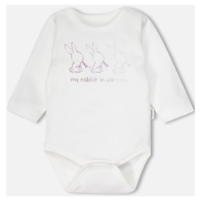Βρεφικό κορμάκι Bebetto RABBIT AND CARROTS LILAC 0-12 μηνών, μακρυμάνικο, T4409.