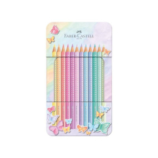Ξυλομπογιές παστέλ Faber-Castell Sparkle σε μεταλλικό κουτί, 12 χρωμάτων.