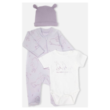 Βρεφικό σετ Bebetto RABBIT AND CARROTS LILAC 3 τεμαχίων, 0-6 μηνών, Z1167.