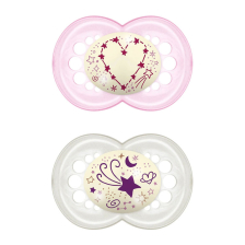 Πιπίλα MAM 2τεμ. Night Soother Pink 6μ.+