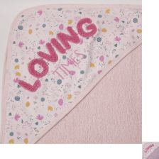 Βρεφική πετσέτα με κουκούλα Bebetto Loving Time, 80 x 80 εκατοστών, Υ453.