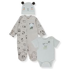 Βρεφικό σετ για νεογέννητο Bebetto Hello Panda, 3 τεμαχίων, 0-6 μηνών, Z943.