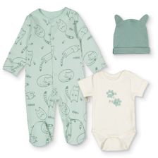 Βρεφικό σετ Bebetto Sleepy Cat, Πράσινο, 3 τεμαχίων, 0-6 μηνών, Z992.