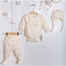 Βρεφικό σετ Ciccim Baby Flowers, Εκρού, 3 τεμαχίων, 1-3 μηνών, U4912.