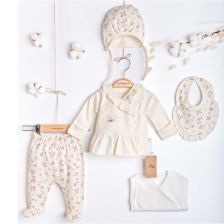 Βρεφικό σετ για νεογέννητο Ciccim Baby Flowers, Εκρού, 5 τεμαχίων, 0-3 μηνών, U4906.