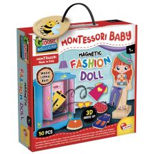 Ξύλινη κούκλα μόδας Lisciani Montessori με μαγνήτες.