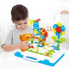 Παιδικό μωσαϊκό Raya Toys με κατσαβίδι, πρότυπα, βαλιτσάκι και εργαλεία, 263 τεμαχίων.
