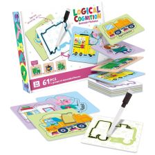 Παζλ διπλής όψης Raya Toys Logical Cognition Ζωάκια και Οχήματα, με μαρκαδόρο, 61 τεμαχίων.