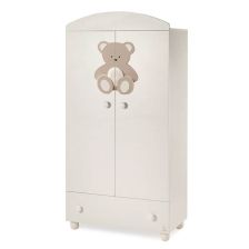 Ντουλάπα Italbaby PELUCHE Δίφυλλη Λευκή + διακόσμηση DOVE GREY