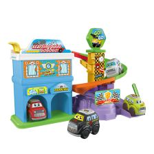 Σετ παιχνιδιού πάρκινγκ και πίστα Raya Toys Launch & Raceway, με 2 αυτοκινητάκια, 14 τεμαχίων.