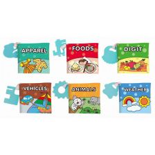 Σετ μαλακά βιβλία για μωρά Raya Toys με οδοντοφυΐες, 6 τεμαχίων.
