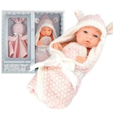 Κούκλα μωρό Raya Toys Baby So Lovely Νεογέννητο με παιχνιδάκι  Ροζ 25 εκ